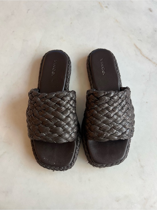 Vince Shoes - Vince Braided Slide Sandals in Dark Brown (Size 36.5)